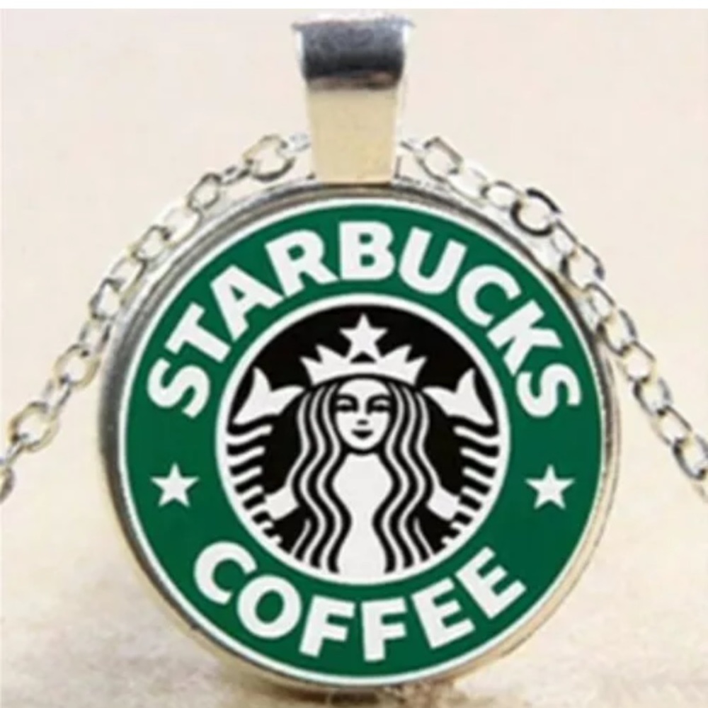 Starbucks silver glass necklace